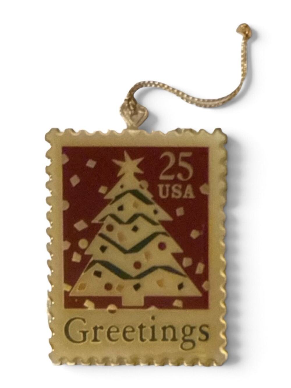 VTG Winco Christmas Ornament Stamp Collection 1990 Enameled 22K Gold Plated Tree
